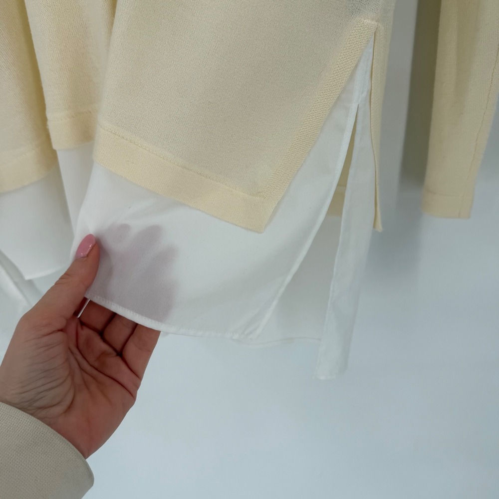 Lauren Ralph Lauren Sweater Women PS Cream Silk Blend Layered Preppy Minimalist - Picture 9 of 9